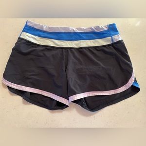 Lululemon Speed Up Shorts, Women’s 6, Colorblock Purple, Blue, Green, Black 4”
